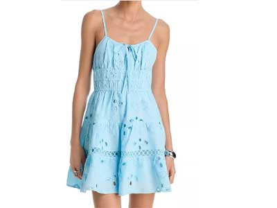AQUA Tie Eyelet Mini Dress